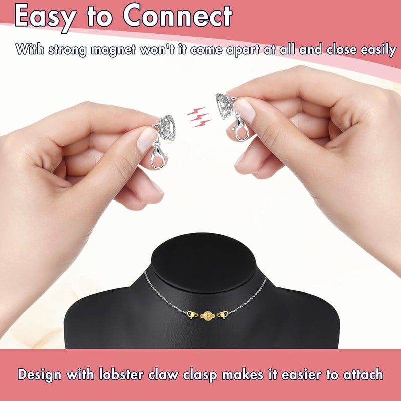 Bonison Magnetic Necklace Clasps and Closures with Lobster Clasp, 14K Gold & Silver Magnetic Jewelry Extender for Necklaces & Bracelets, Easy-to-Use for Jewelry Closures (12Pcs | Gold Ball) - Image 3
